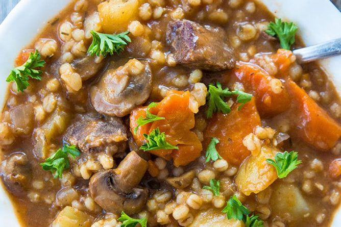 Instant Pot Beef and Barley Stew - Fast and Slow Cooking