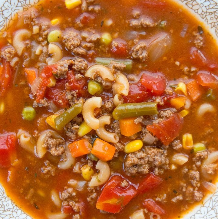 Slow Cooker Macaroni Hamburger Soup Recipe - Fast and Slow Cooking