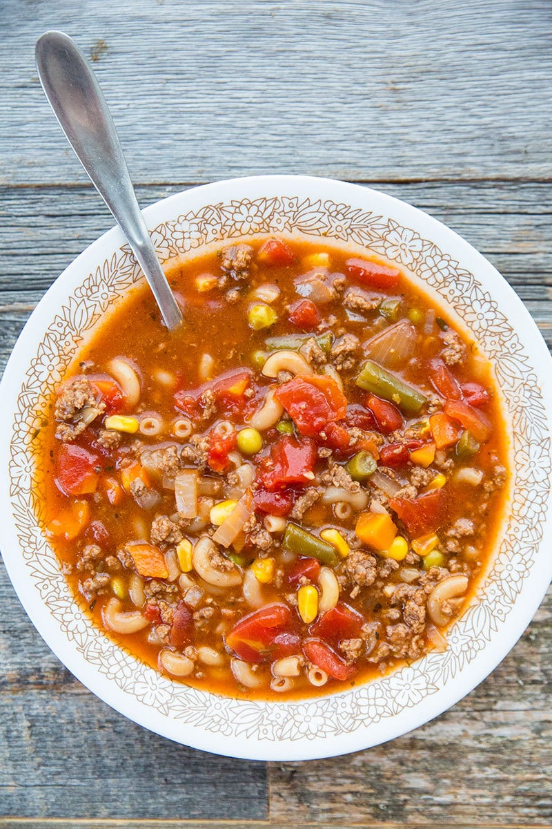  Slow Cooker Macaroni Hamburger Soup Recipe 