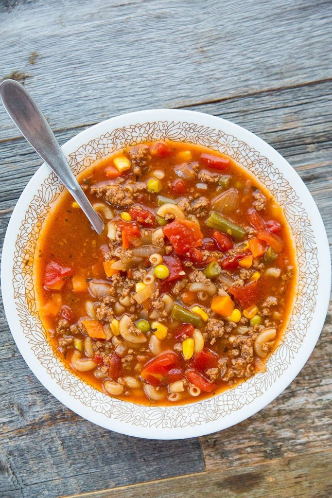 Instant Pot Macaroni Hamburger Soup Fast and Slow Cooking