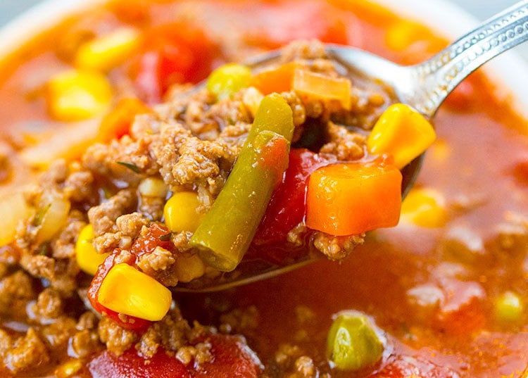 Crock pot hamburger soup.  