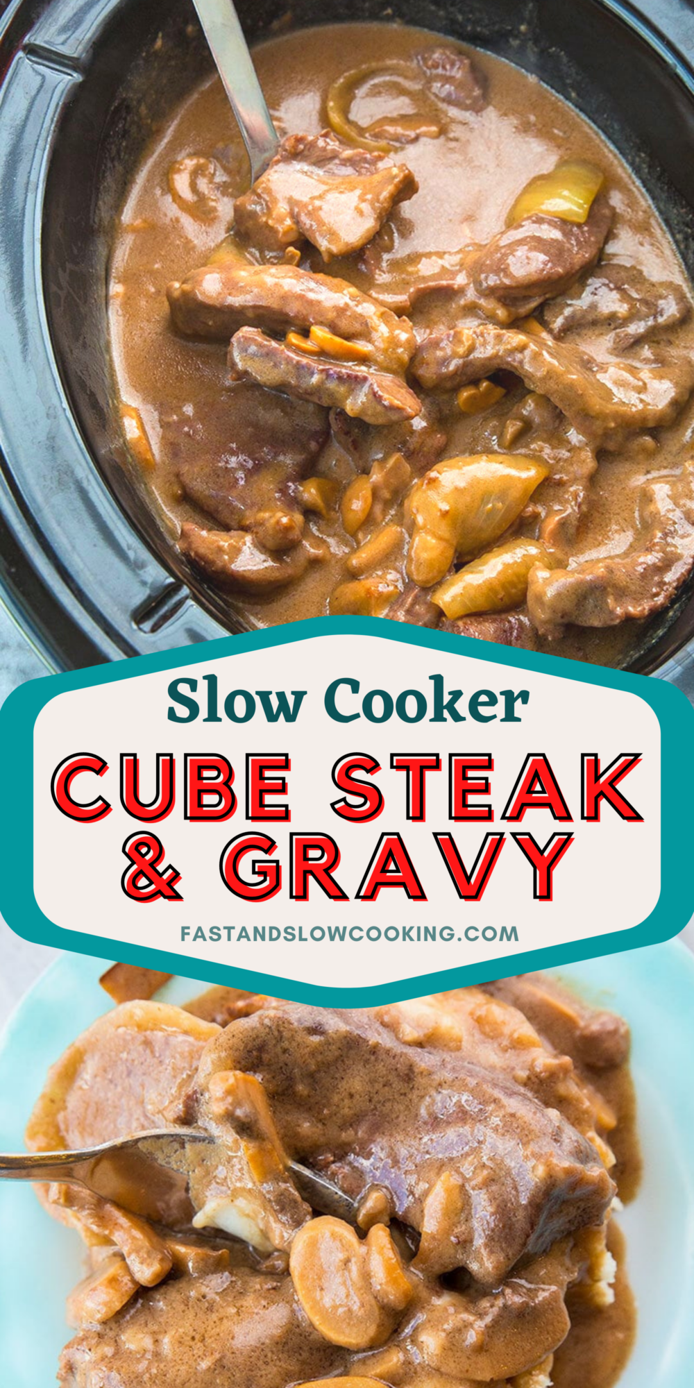 This Slow Cooker Cube Steak with Mushroom Onion Gravy is sure to become a family favourite! Cook it low and slow all day and come home to a great dinner! 