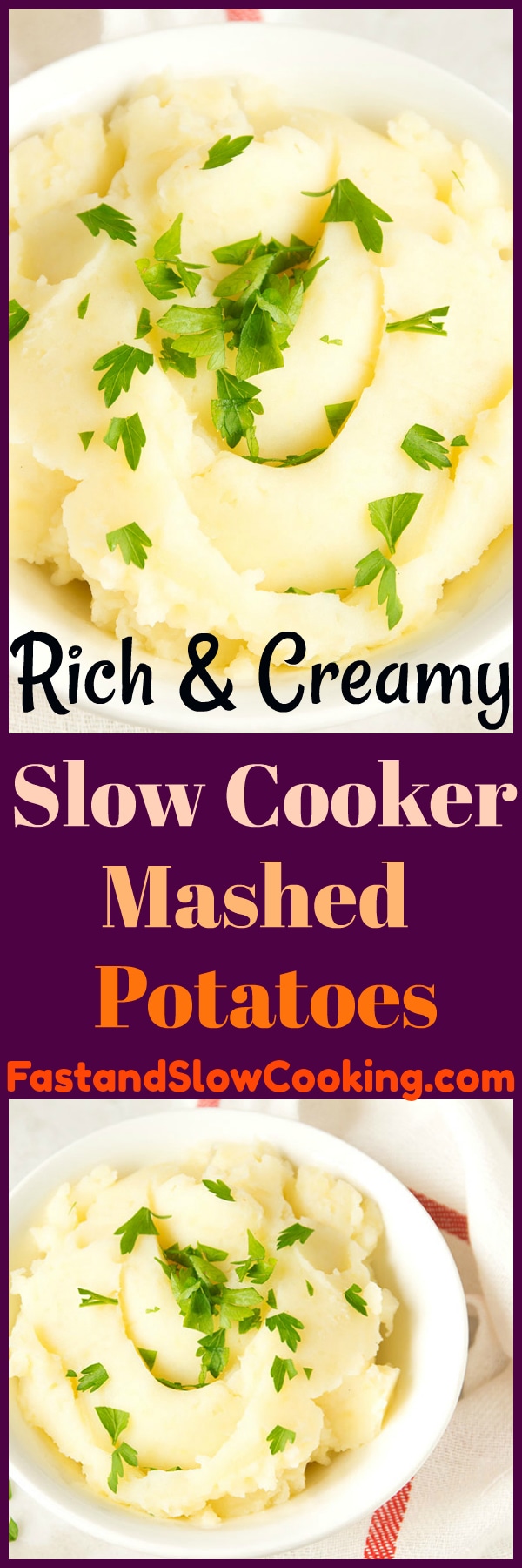 Sour cream and cream cheese truly make these the best Rich & Creamy Slow Cooker Mashed Potatoes you will ever make! Perfect for your holiday dinner! #slowcooker #mashedpotatoes #crockpot #recipe 