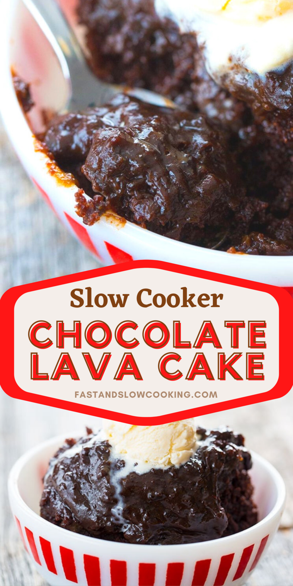 This crockpot chocolate lava cake is the easiest crockpot dessert ever! It's also the most decadent! 
