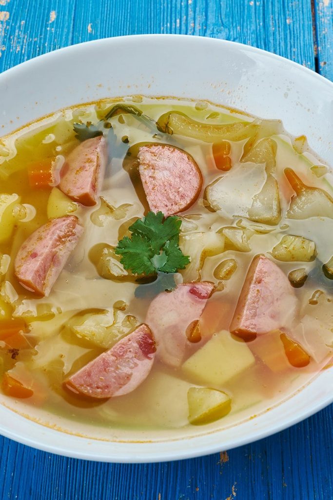 Crockpot Polish Sausage, Cabbage and Potato Soup 