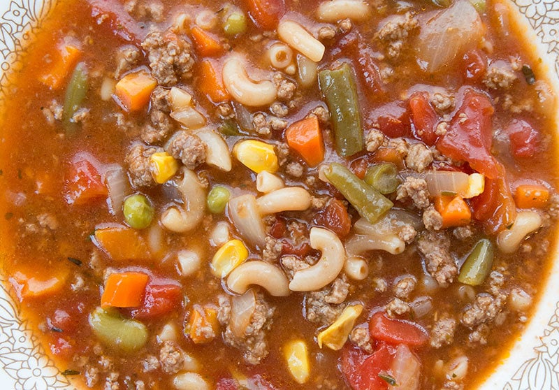 Instant Pot Macaroni Hamburger Soup 