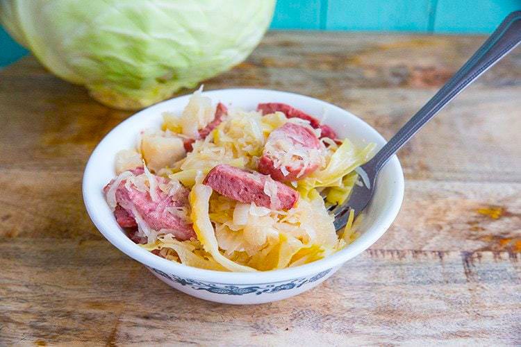 Slow Cooker Sauerkraut, Cabbage and Sausage 