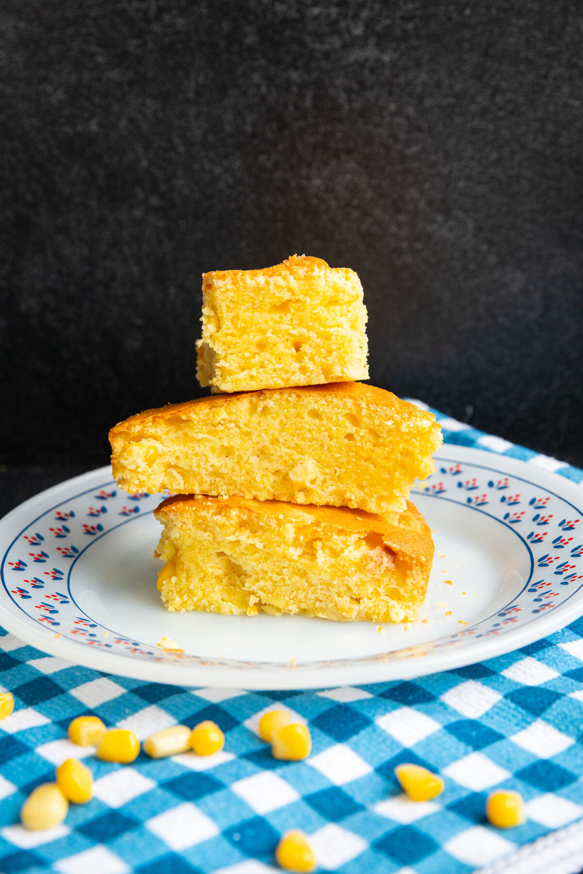 stack of Jiffy cornbread made in the air fryer 