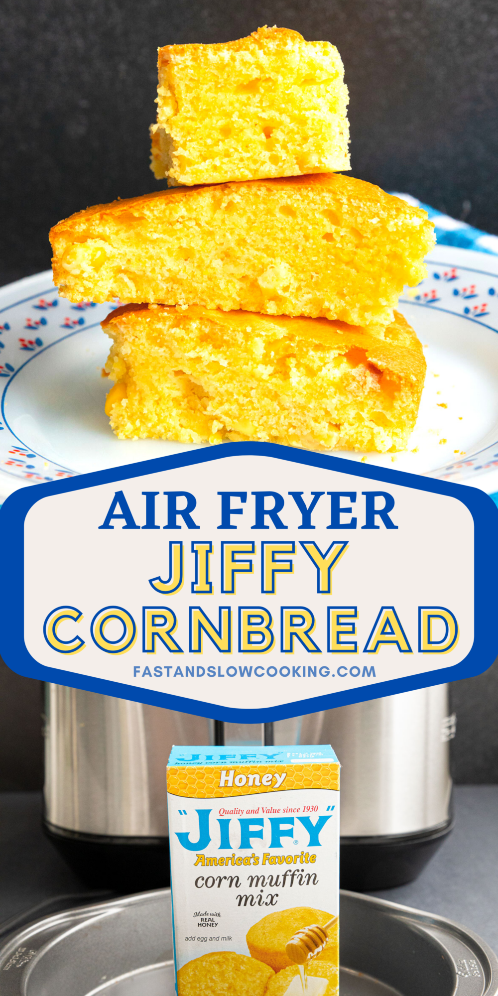 How to make Jiffy cornbread in the air fryer! Don't turn on the oven when you can make a pan of cornbread just as easily in your air fryer!