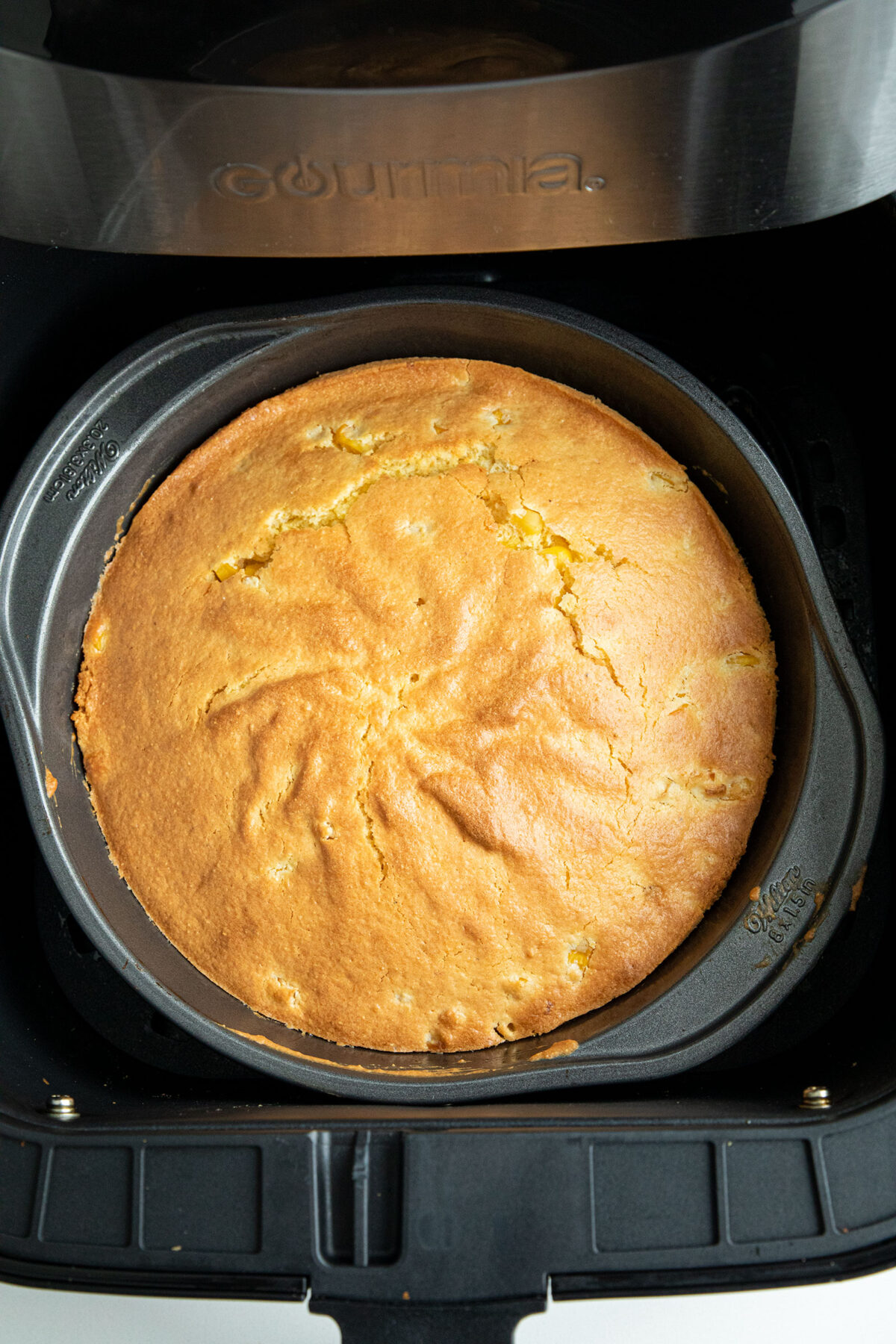 baked cornbread in air fryer basket