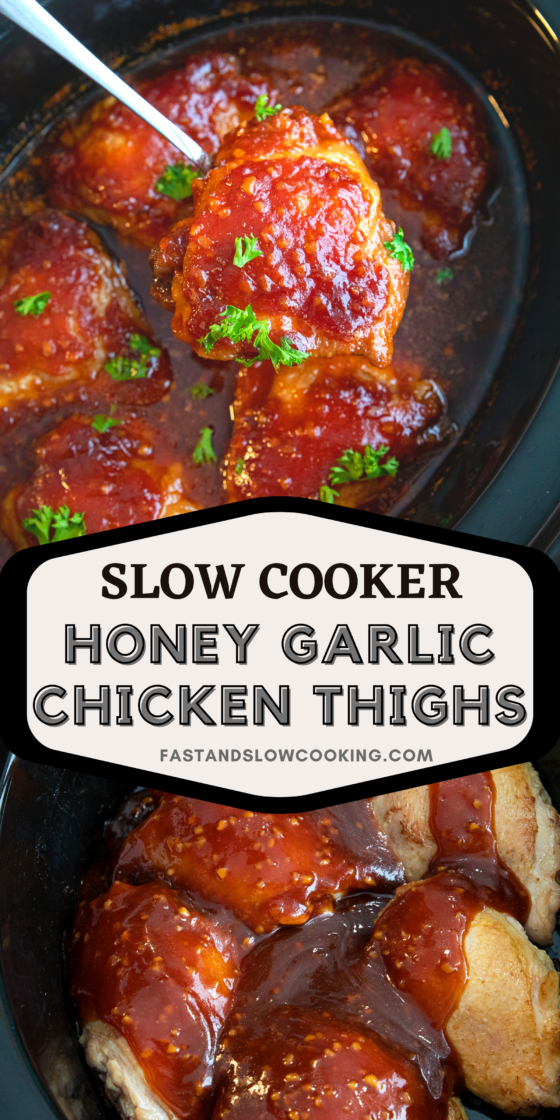 Honey Garlic Slow Cooker Chicken Thighs - Fast and Slow Cooking