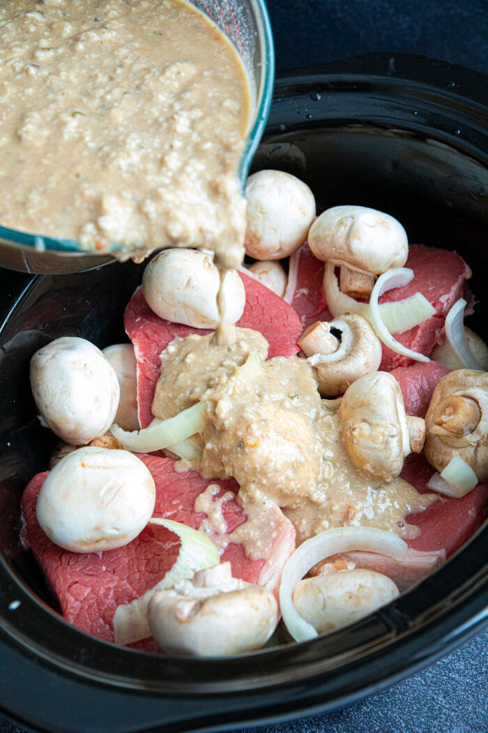 Creamy Mushroom Round Steak - Fast and Slow Cooking