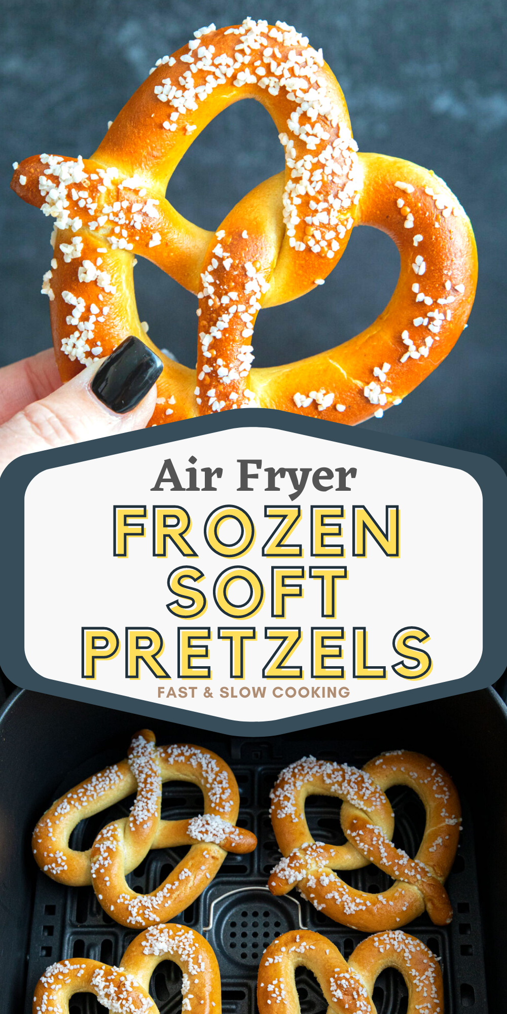 Soft Pretzels in the air fryer are a super simple way for a quick snack at home during game night or party night with the kids, friends or even on your own!