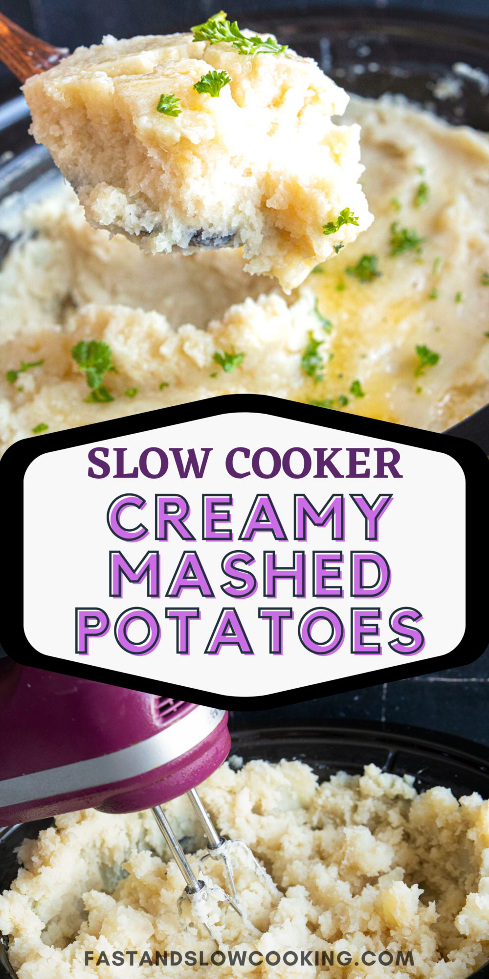 Creamy, buttery mashed potatoes that you make and mash right in the slow cooker! Perfect for those days when you need to save stove space!