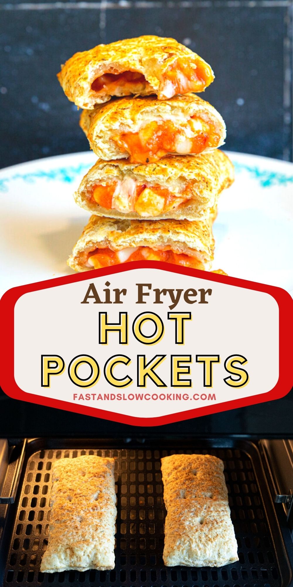 Fast and easy hot pockets made in your air fryer! A crispy outside and a gooey inside makes this the perfect snack!
