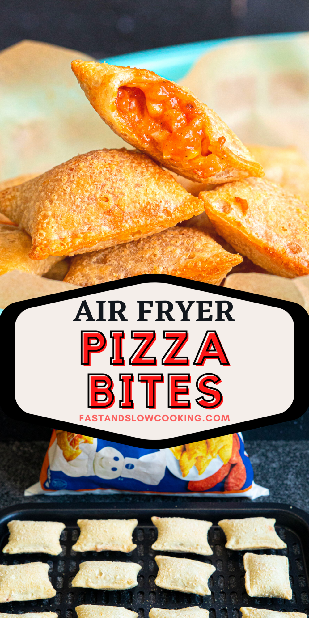 Crispy on the outside and filled with hot, cheesy pepperoni deliciousness, these pizza bites in the air fryer are the best way to make them - and it only takes 6 minutes!