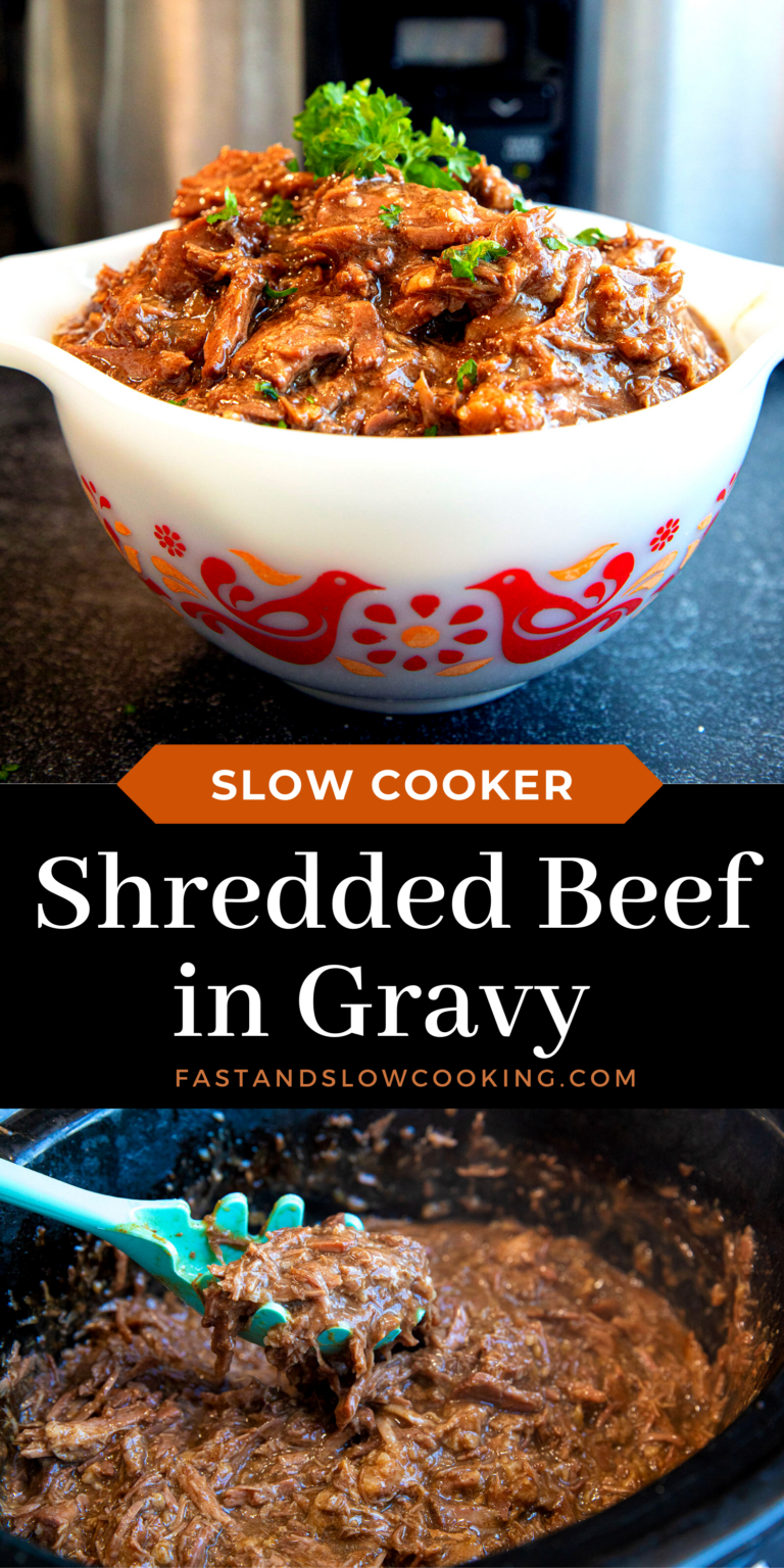 Slow Cooker Shredded Beef and Gravy - Fast and Slow Cooking