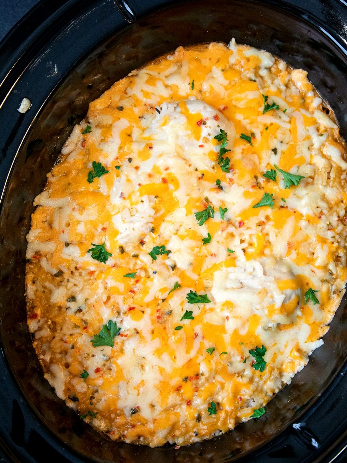 Cheesy Slow Cooker Chicken Breast and Rice